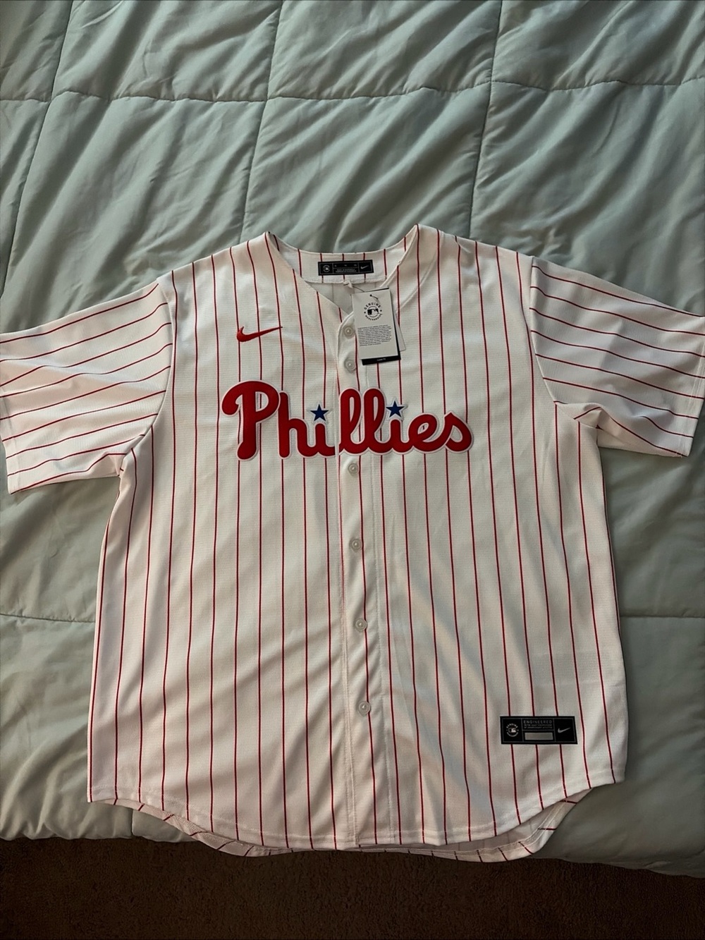 Nike White & Red Phillies Mens Baseball Jersey